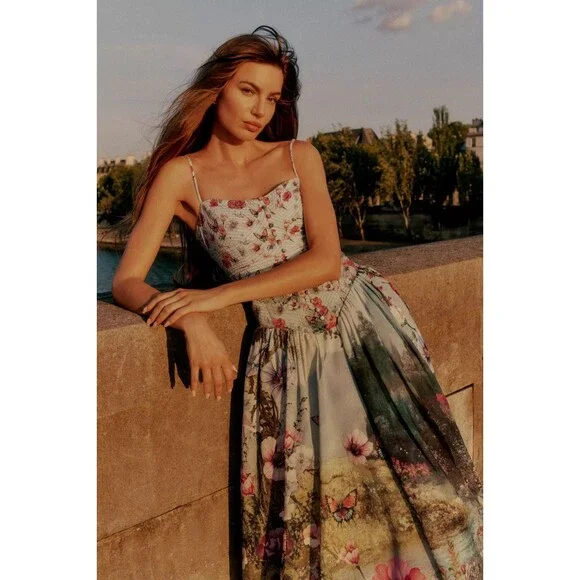 Anthropologie The Muse Basque-Waist Midi Dress XL NWT - Picture 1 of 5